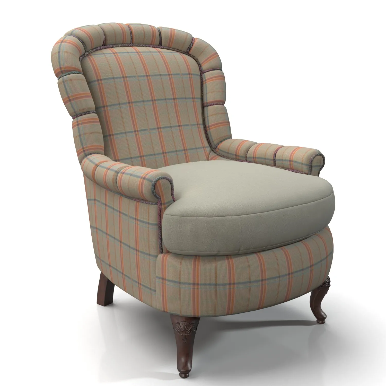 Brunschwig and Fils Plaid Club Arm Chair PBR 3D Model_01